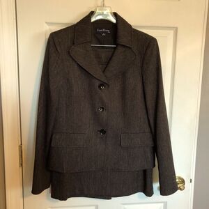 Evan Picone Suit Blazer & Skirt Brown Tweed Size 10